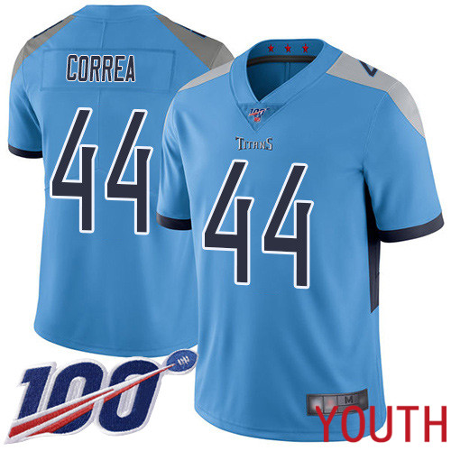 Tennessee Titans Limited Light Blue Youth Kamalei Correa Alternate Jersey NFL Football #44 100th Season Vapor Untouchable->youth nfl jersey->Youth Jersey